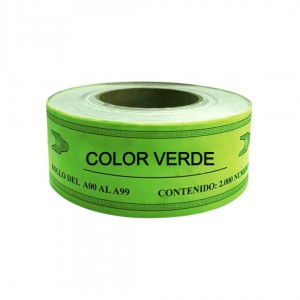 ROLLO A00 - A99 X 2000 NUMEROS VERDE